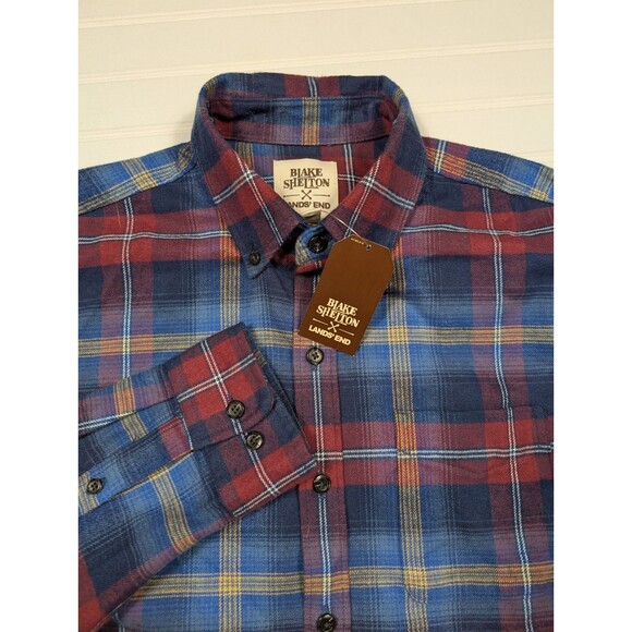 NEW Lands End Blake Shelton X Mens Medium (38-40) Plaid Button Flannel Shirt NWT - Picture 1 of 9